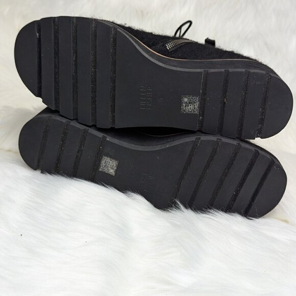Eileen Fisher Crew Felted Lace-Up Bootie black wool comfy wedge heel zip 5.5 Sz9 - Picture 6 of 11